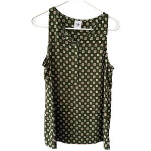 Cabi 3985 Green Snap Top Floral Bouse Sleeveless Women's Size Small